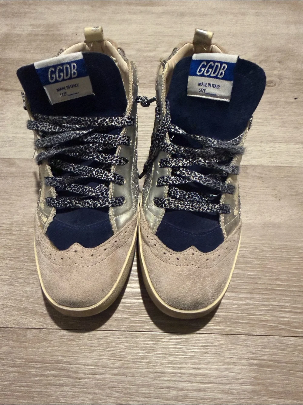 Golden Goose mid star beige/ navy sneakers size 40